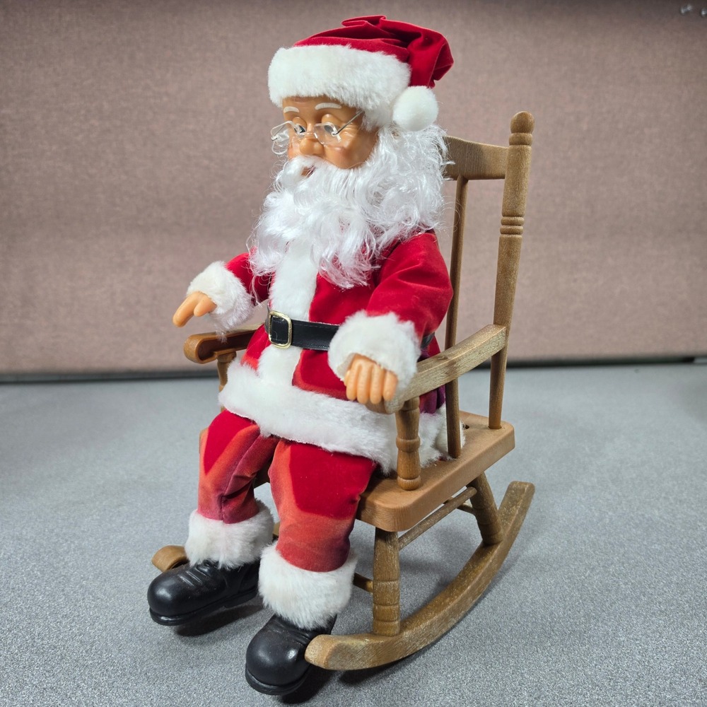 Santa Claus Rocking Chair Figurine Red Velvet Suit Holiday Decor Does not rock